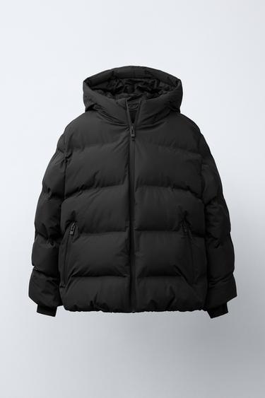WATER-REPELLENT QUILTED COAT WITH LABEL - Black by Zara