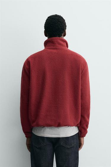 FLEECE QUARTER-ZIP SWEATSHIRT - Intense red by Zara