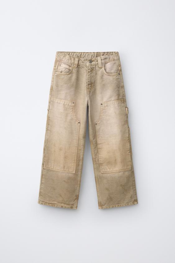 CANVAS WIDE-LEG TROUSERS - Ecru by Zara - Image 0