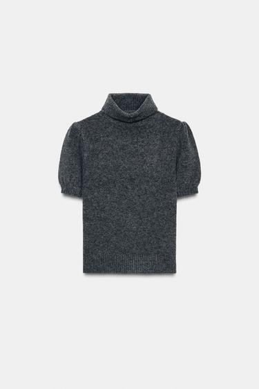 SHORT PUFF SLEEVE JUMPER - Grey by Zara