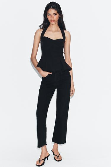 PLEATED HALTER TOP - Black by Zara