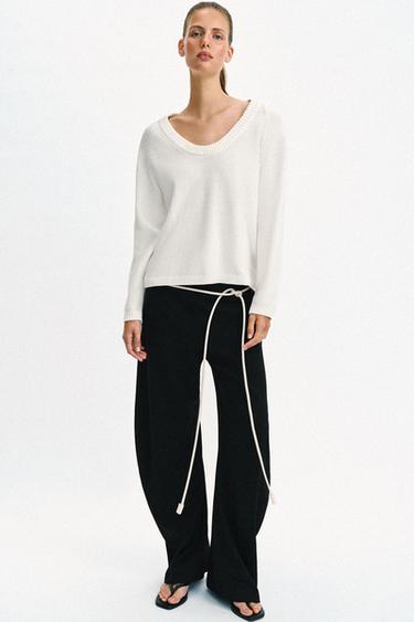 ROUND NECK KNIT JUMPER - White by Zara