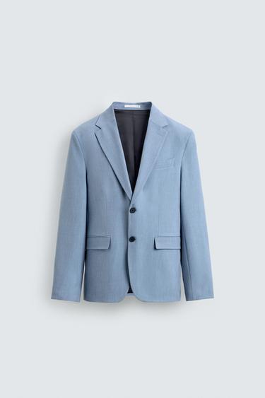 COMFORT TEXTURED SUIT BLAZER - Sky blue by Zara