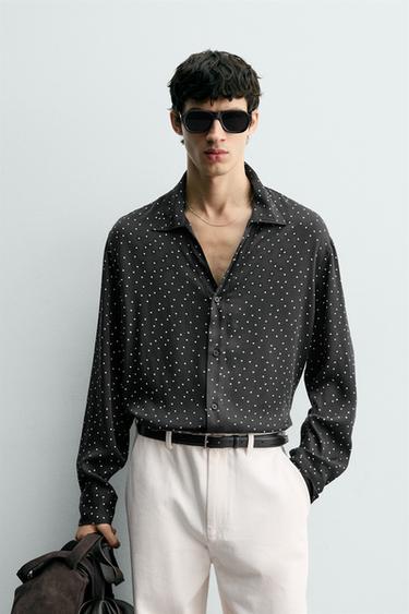 FLOWING POLKA DOT SHIRT - Black / White by Zara
