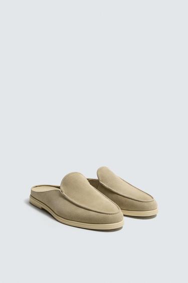 LEATHER MULE LOAFERS - Beige by Zara