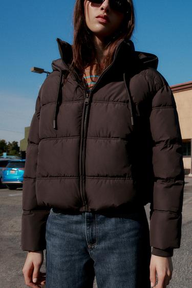 SHORT WATER-REPELLENT WINDPROOF PUFFER ANORAK - Brown by Zara