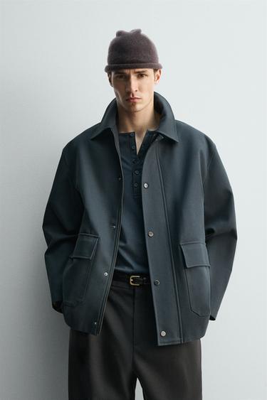 LIMITED EDITION TECHNICAL THREE-QUARTER-LENGTH COAT - blue/black by Zara
