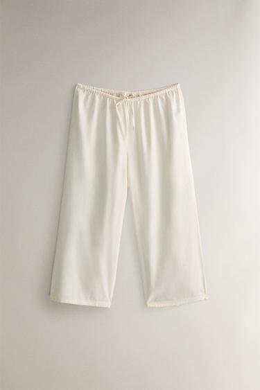 LACE AND COTTON TROUSERS - Pink by Zara