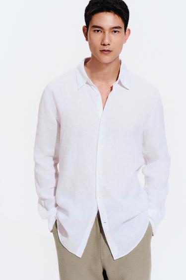 100% LINEN REGULAR FIT SHIRT - White by Zara
