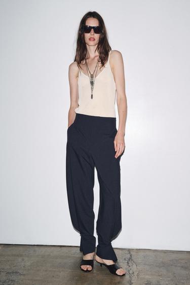 LEATHER KITTEN HEEL SANDALS - Brown by Zara