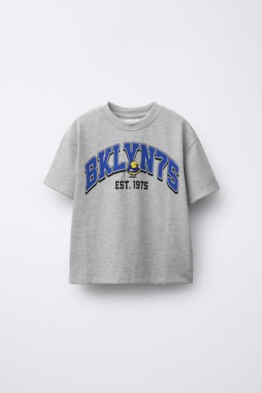 EMBROIDERED SLOGAN T-SHIRT - Grey marl by Zara - Image 0