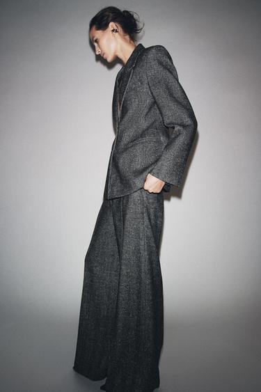 ZW COLLECTION WOOL BLEND TROUSERS - Black / White by Zara