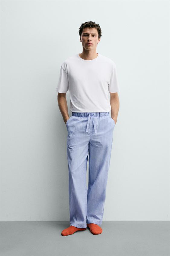 COMBINED PYJAMA SET WITH STRIPED TROUSERS - Sky blue by Zara - Image 0
