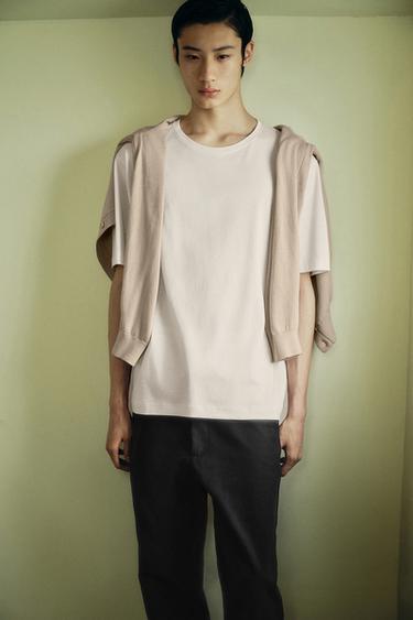 MERCERISED COTTON T-SHIRT - Oyster-white by Zara