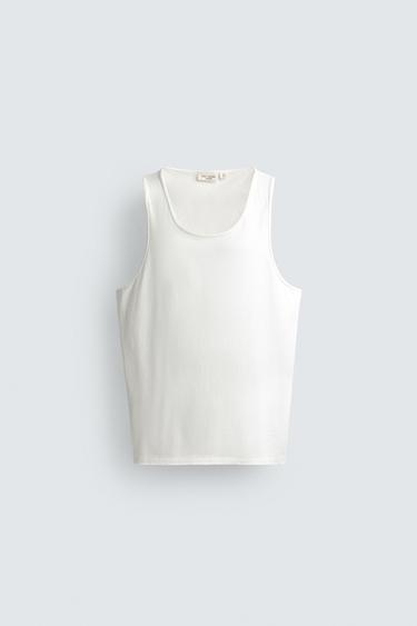 REGULAR FIT MEDIUM WEIGHT TANK TOP - White by Zara