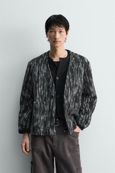 ABSTRACT JACQUARD CARDIGAN - blue/black by Zara
