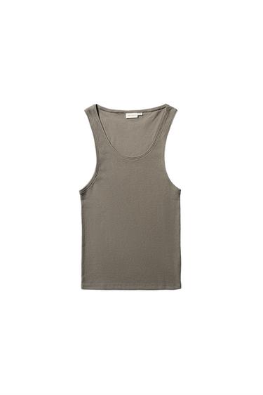 COTTON - HEMP RIBBED TANK TOP - Earth by Zara