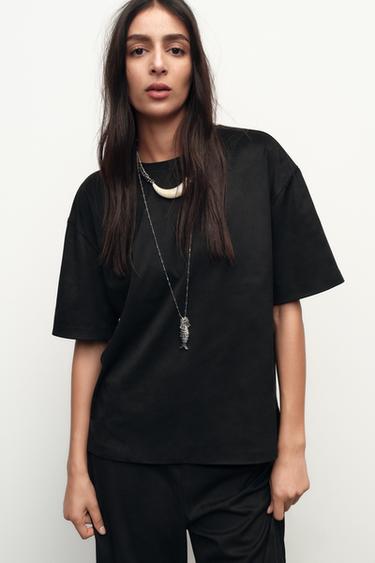 FAUX SUEDE TOP - Black by Zara