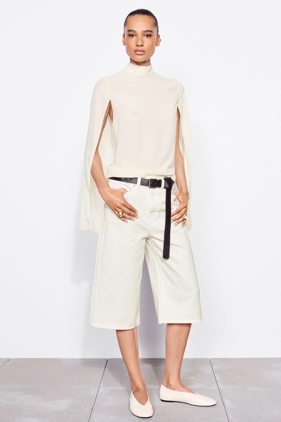FLAT LEATHER BALLET FLATS - Ecru White by Zara - Image 0
