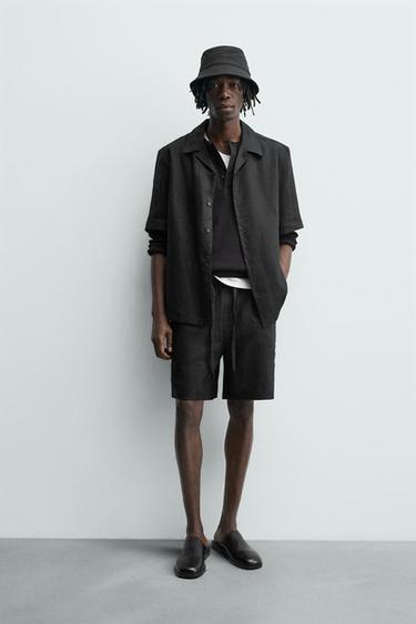 100% LINEN RELAXED FIT SHIRT - Black by Zara