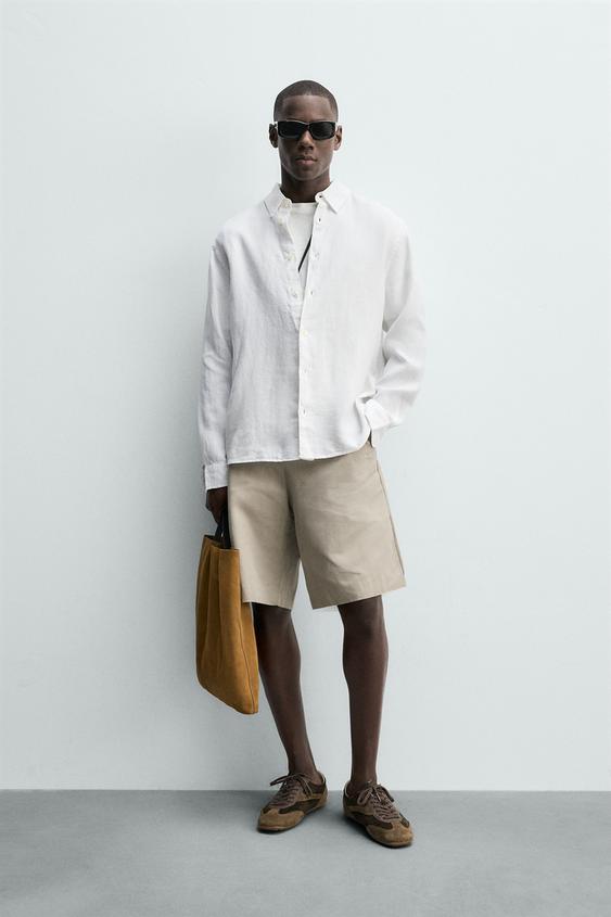 100% LINEN REGULAR FIT SHIRT - White by Zara - Image 0