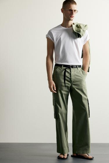 RELAXED FIT CARGO TROUSERS - Green by Zara