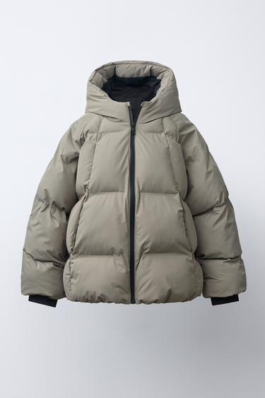 WATER-REPELLENT HOODED PADDED JACKET - Light mink by Zara