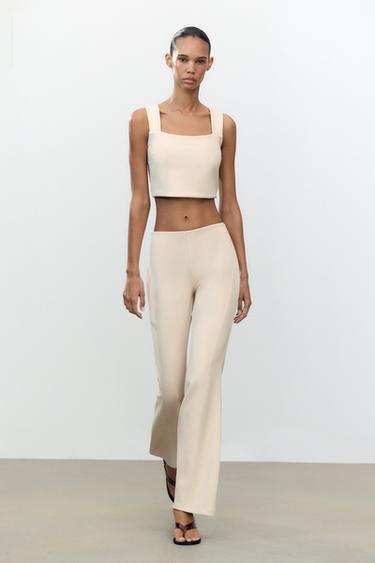 INTERLOCK FLARE TROUSERS - Stone by Zara - Image 0