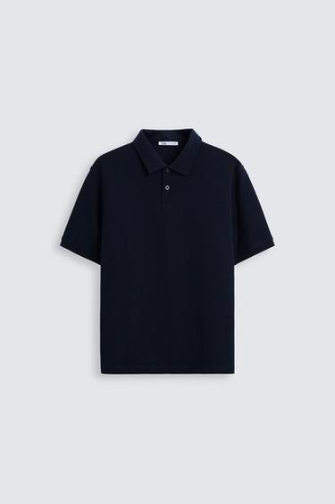 BASIC TEXTURED POLO SHIRT - Navy blue by Zara