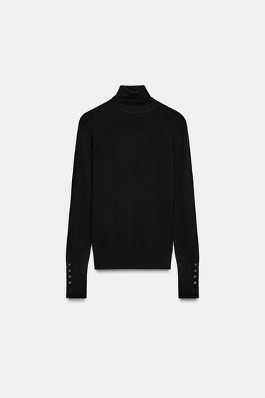 BASIC PLAIN KNIT JUMPER - Black by Zara