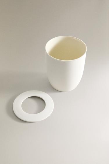 CERAMIC COUNTERTOP BATHROOM BIN - White by Zara