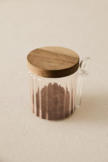 BOROSILICATE GLASS AND WOOD SUGAR BOWL - Transparent by Zara