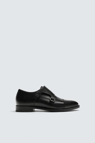 LEATHER DOUBLE MONK STRAP SHOES - Black by Zara