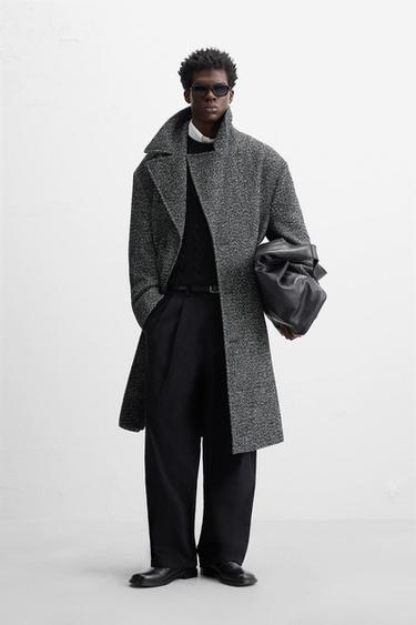 TEXTURED RELAXED FIT COAT - Anthracite Grey by Zara - Image 0