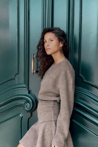 SOFT DRESS WITH FAJIN EFFECT - camel by Zara