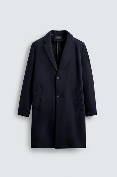 REGULAR FIT WOOL COAT - Navy blue by Zara