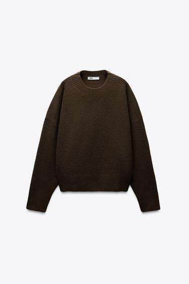SOFT PLAIN KNIT SWEATER - Brown by Zara