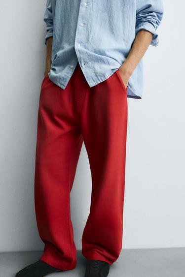 SPRAY WASH TROUSERS - Red by Zara