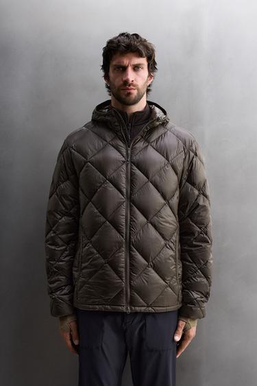 HOODED 100% FEATHER DOWN PUFFER JACKET - Brown by Zara