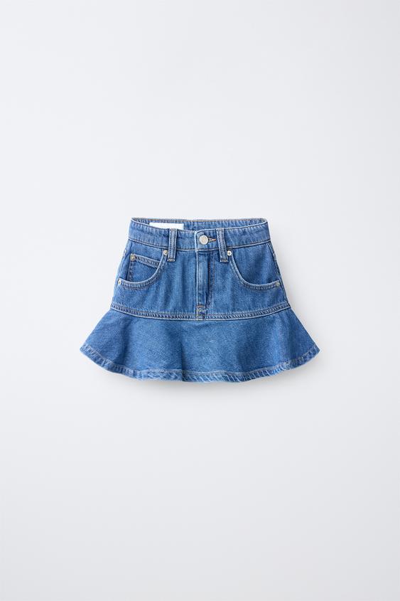 RUFFLED DENIM SKIRT - Blue by Zara - Image 0