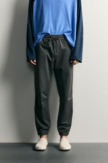 SLIM FIT JOGGER WAIST TROUSERS - Dark grey by Zara