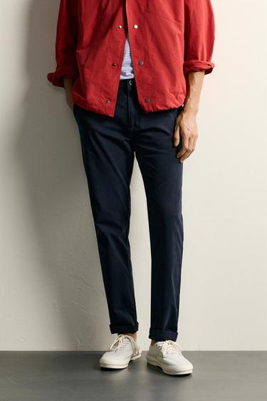 SKINNY FIT CHINOS - Navy blue by Zara