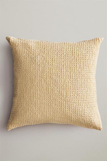 WAFFLE-KNIT CUSHION COVER - Yellow by Zara