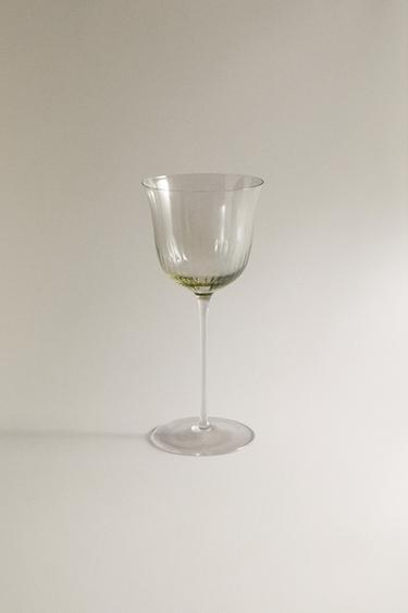TRANSPARENT WINE GLASS - Greenish by Zara
