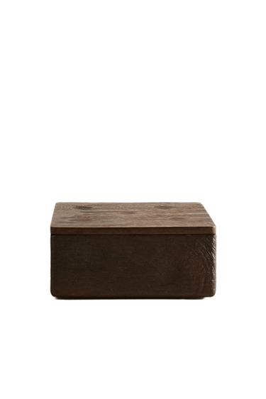 MEDIUM WOODEN BOX WITH LID - Dark brown by Zara