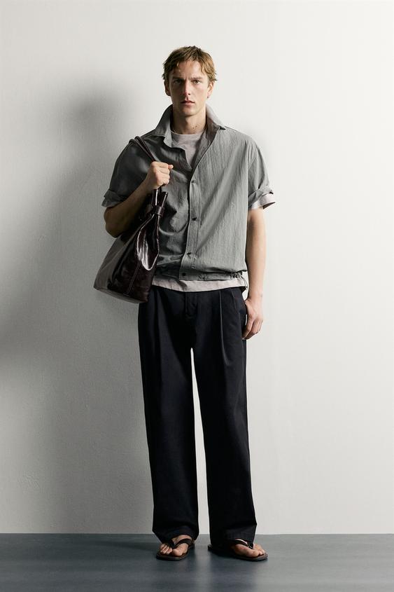 RELAXED FIT SHIRT WITH ADJUSTABLE HEM - Grey green by Zara - Image 0