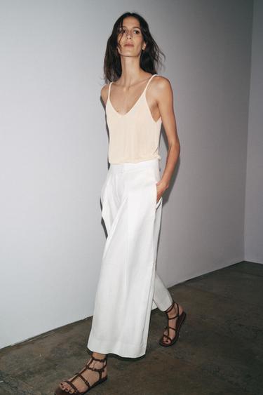 ZW COLLECTION VOLUME DART TROUSERS - White by Zara