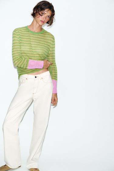 STRIPED KNIT JUMPER - Green stripe by Zara