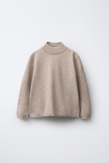 HIGH NECK KNIT SWEATER - Sand by Zara