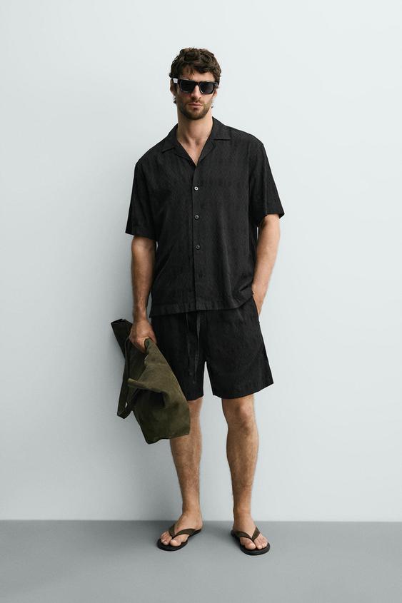 GEOMETRIC JACQUARD RELAXED FIT SHIRT - Black by Zara - Image 0